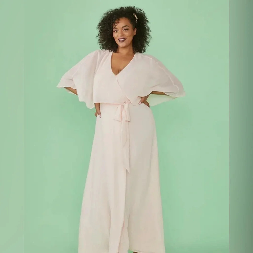 Modcloth Wedding Wrap Maxi Dress Wrapped in Rapture Light Pink Sz 2 - Picture 5 of 11